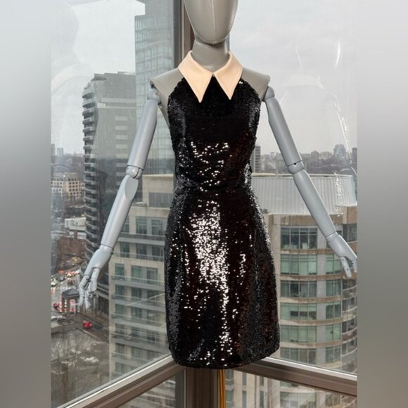 🆕 BRONX & BANCO 🧿 NWOT Wednesday Black Sequin Halterneck Mini Dress Sz L US 8 - Picture 6 of 15